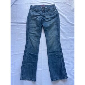 Wrangler Ultimate Riding Jeans Q-Baby Bootcut Medium Wash Embroidered 9/10 Y2K
